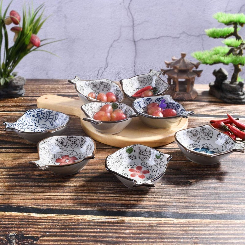 Cerficer Japanese Soy Sauce Dishes Set of 8 Ceramic Dipping Bowls for Sushi Seasoning - Image 5